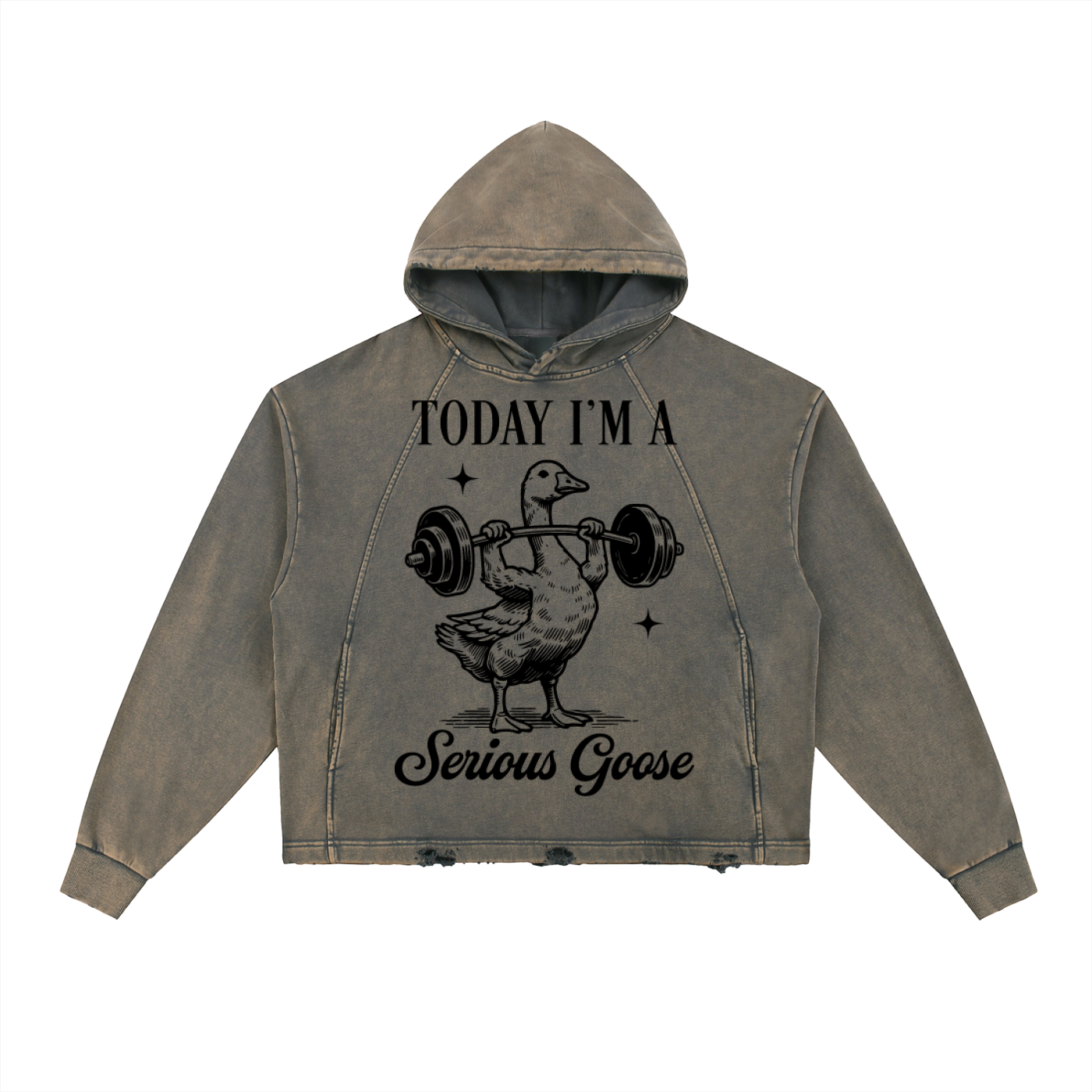 Vintage Washed Frayed-Hem Hoodie