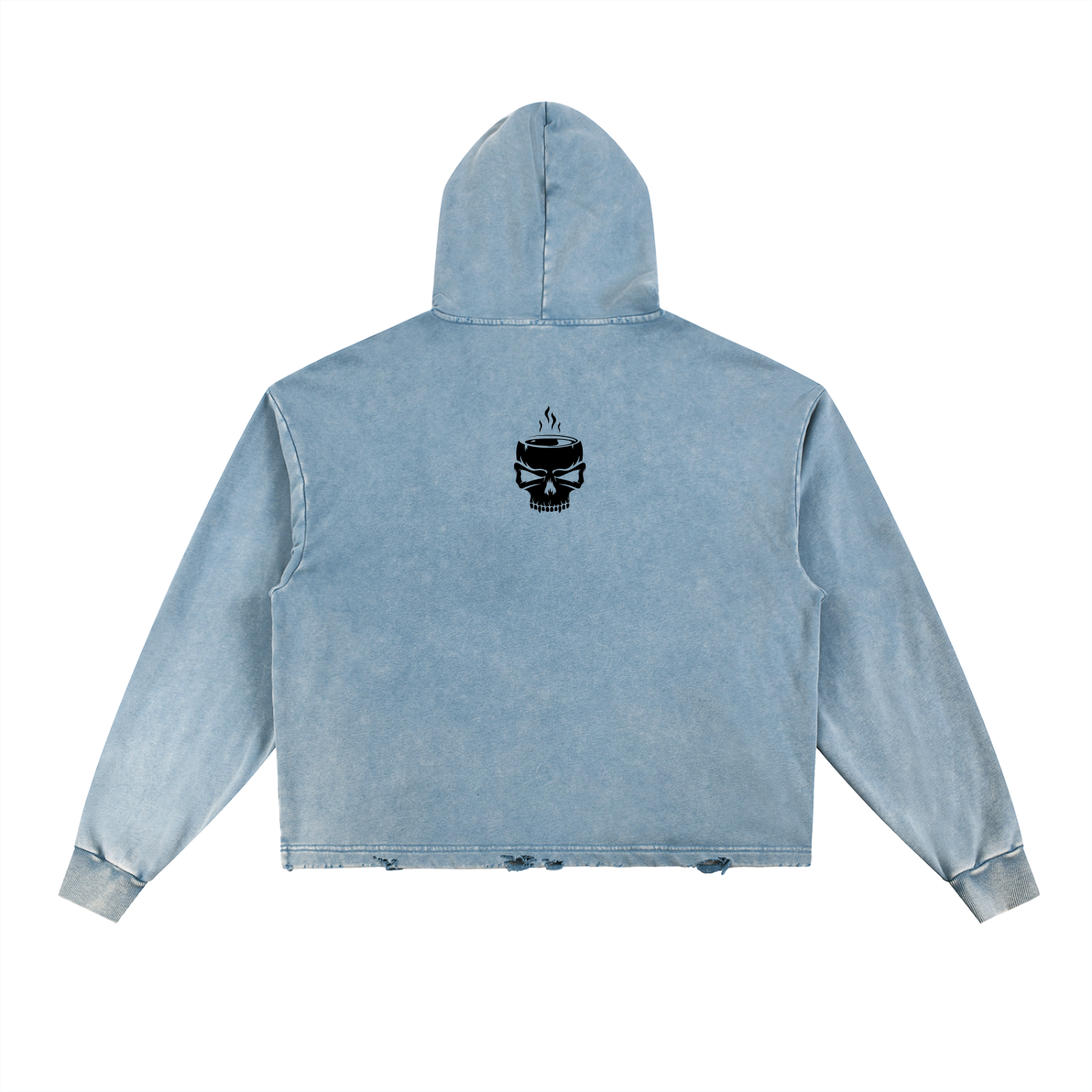 Vintage Washed Frayed-Hem Hoodie